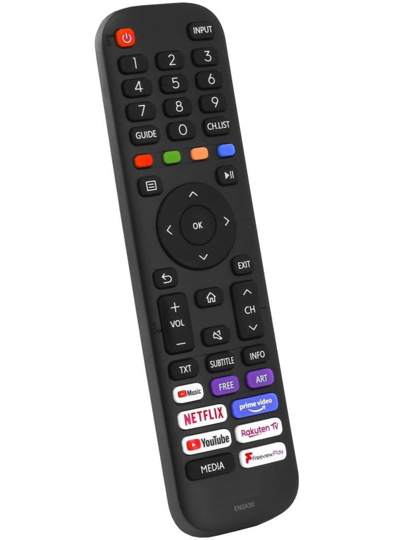 Remote Control EN2A30 HT266544 Compatible with Hisense Vida Smart LED TV - 50A7500F 65A7500F 43A7500FTUK 50A7500FTUK 65A7500FTUK 43AE7400F 50AE7400F 55AE7400F 55AE7400F 0F 65AE7400F 50A7300FTUK  with battery