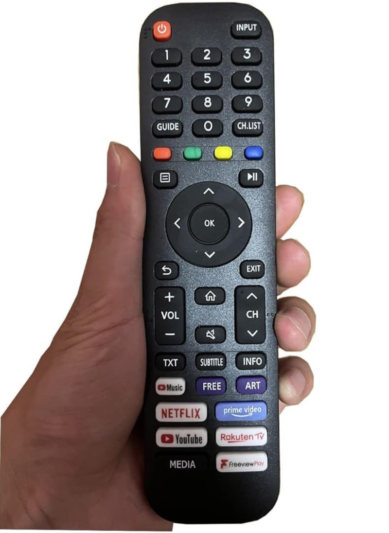 Remote Control EN2A30 HT266544 Compatible with Hisense Vida Smart LED TV - 50A7500F 65A7500F 43A7500FTUK 50A7500FTUK 65A7500FTUK 43AE7400F 50AE7400F 55AE7400F 55AE7400F 0F 65AE7400F 50A7300FTUK  with battery