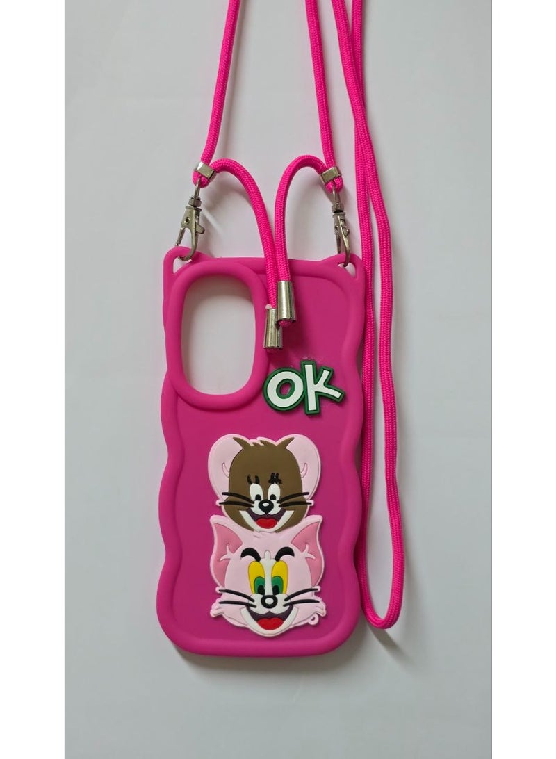 Elegant Back Case With a Distinctive Cartoon Design Compatible With The Phone Samsung Galaxy A17 With A Crossbody Chain - A Great Choice For Girls . - Image 2