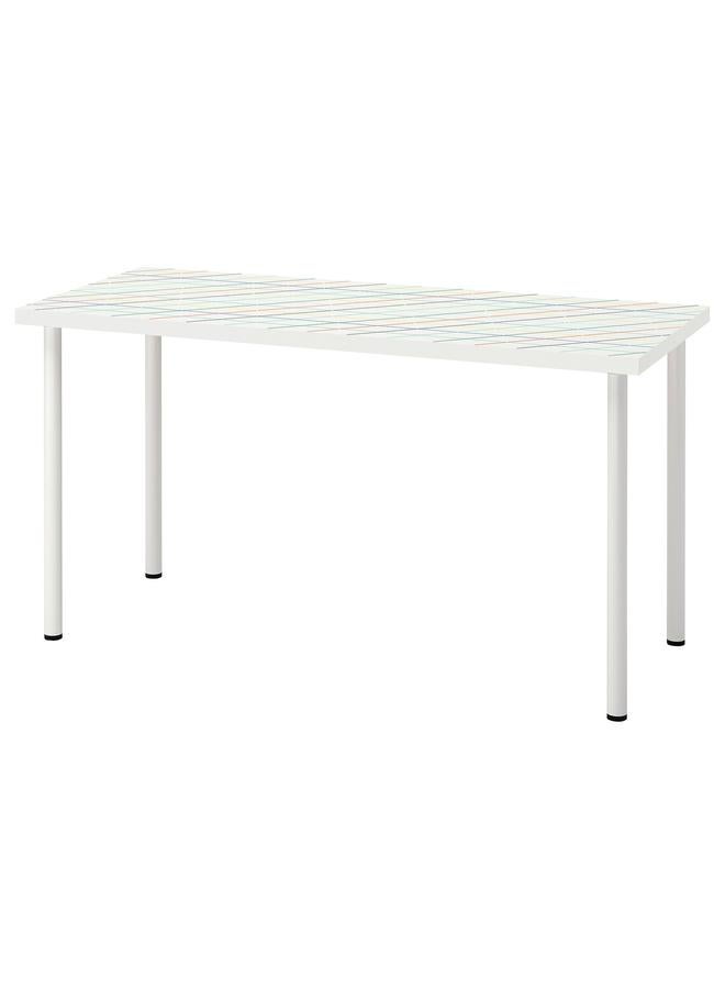 Green Tiger Desk, Grid Multicolour/White, 140X60 Cm - Image 1