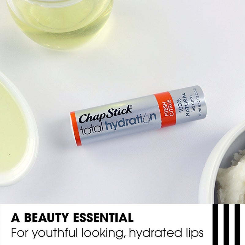 ChapStick Total Hydration (Fresh Citrus Flavor, 0.12 Ounce) Flavored Lip Balm Tube, Natural Age Defying Lip Care, Clinically Proven - Image 5