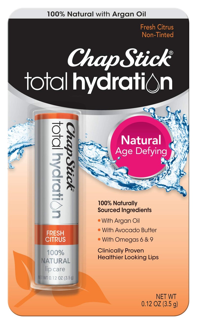 ChapStick Total Hydration (Fresh Citrus Flavor, 0.12 Ounce) Flavored Lip Balm Tube, Natural Age Defying Lip Care, Clinically Proven - Image 1