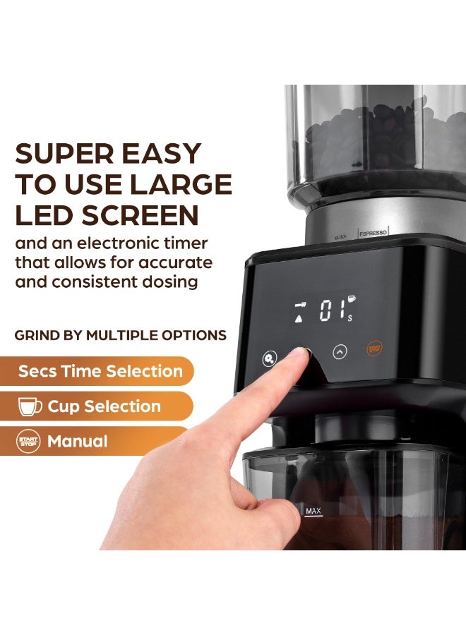 ibsun Conical Burr Espresso Coffee Grinder with Precision Timer 2.0 with 51 Precise Settings for Home Use, Anti-Static, Stainless Steel V60 - Image 4