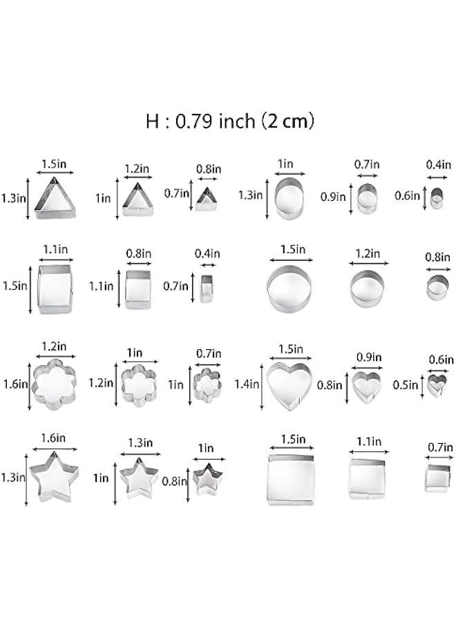 Mini Metal Cookie Cutters Set - 24 Pcs Clay Cutters/Mini Fruit Vegetable Cutters/Star Heart Round Flower Square Mini Cutters - Cookie Cutters for Kids Lunch/Mini Geometric Shapes Cookie Cutters - Image 2