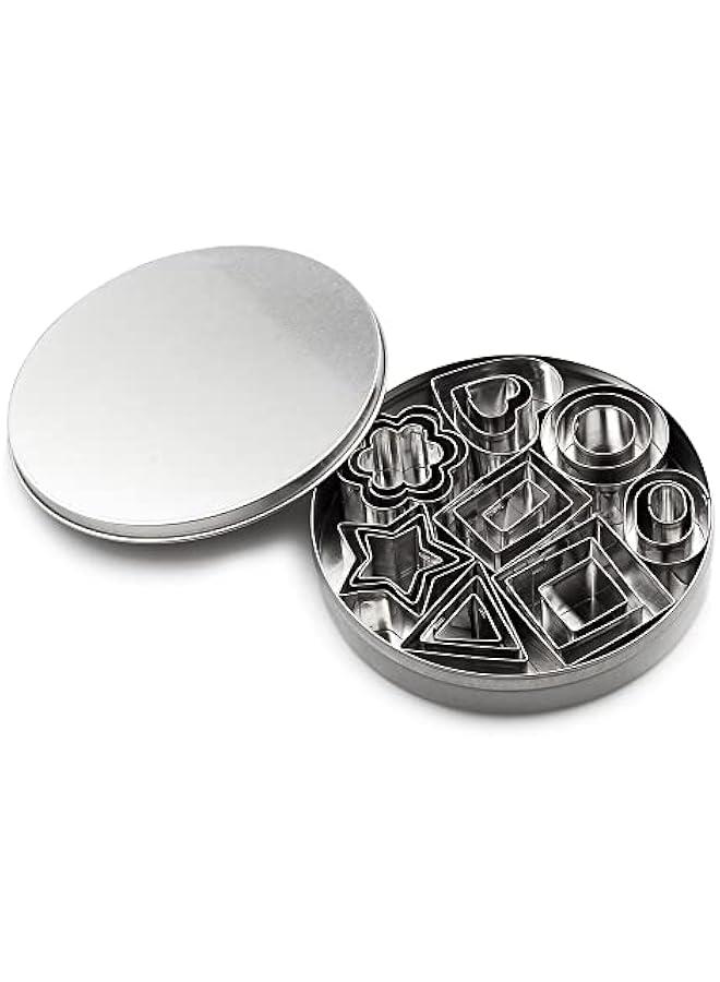 Mini Metal Cookie Cutters Set - 24 Pcs Clay Cutters/Mini Fruit Vegetable Cutters/Star Heart Round Flower Square Mini Cutters - Cookie Cutters for Kids Lunch/Mini Geometric Shapes Cookie Cutters - Image 3