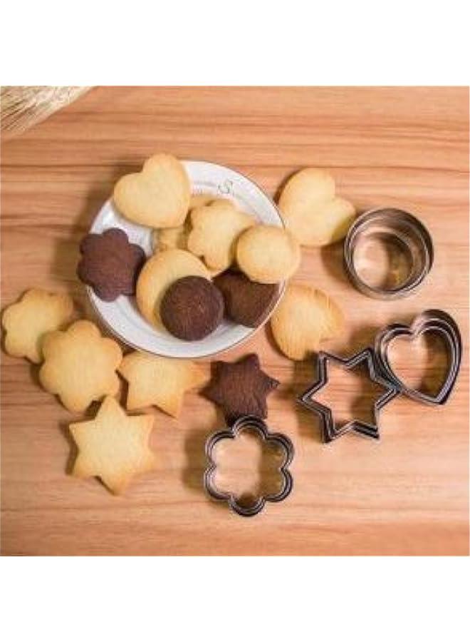 Mini Metal Cookie Cutters Set - 24 Pcs Clay Cutters/Mini Fruit Vegetable Cutters/Star Heart Round Flower Square Mini Cutters - Cookie Cutters for Kids Lunch/Mini Geometric Shapes Cookie Cutters - Image 4
