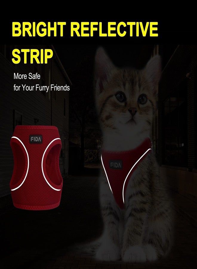 Fida Comfy Dog Harness with Leash, Cat Vest Harness Escape Proof, Breathable Lightweight Soft Mesh, Adjustable Reflective Step-in Harness for Puppy Toy Breeds & Extra-Small Pet (XXS, Red) - Image 4