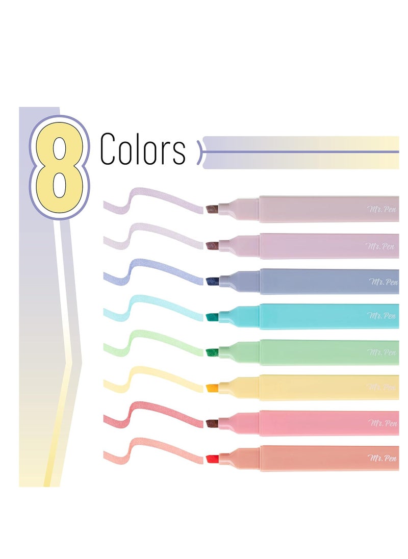 Mr. Pen- Aesthetic Cute Pastel Highlighters Set, 8 pcs, Chisel Tip, Candy Colors, Assorted Colors