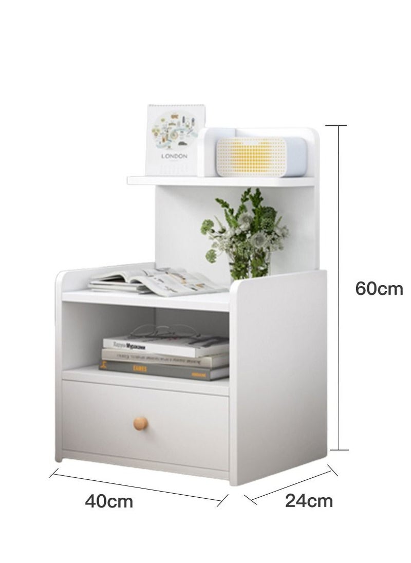 Sharpdo - Sharpdo Nightstands Home Bedside Storage Cabinet with Drawer and Shelf (40*24*60 cm) - Image 1