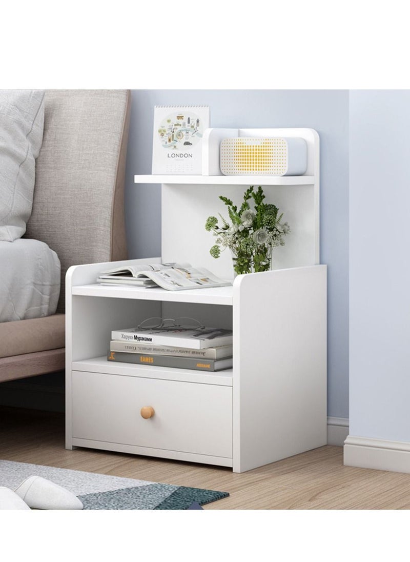 Sharpdo - Sharpdo Nightstands Home Bedside Storage Cabinet with Drawer and Shelf (40*24*60 cm) - Image 1