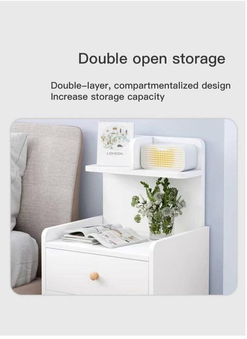 Sharpdo - Sharpdo Nightstands Home Bedside Storage Cabinet with Drawer and Shelf (40*24*60 cm) - Image 1