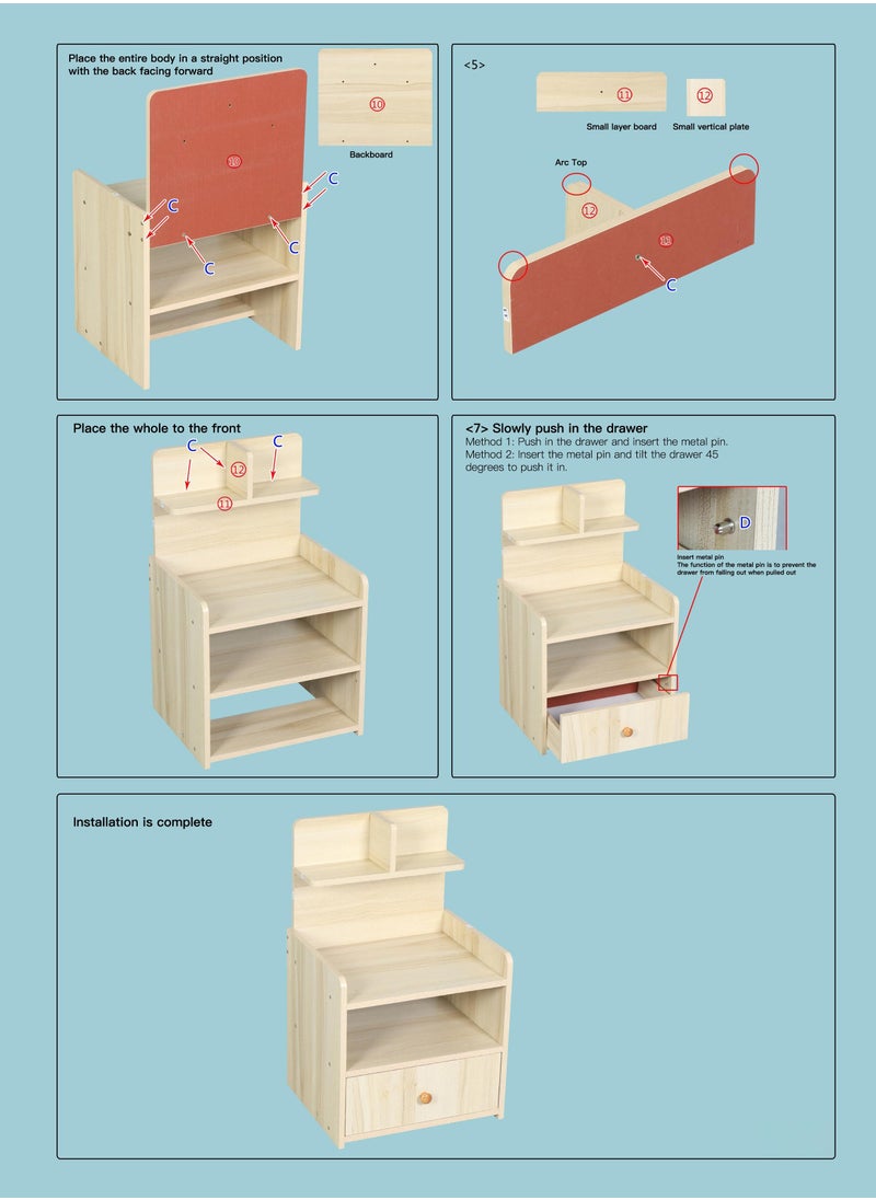 Sharpdo - Sharpdo Nightstands Home Bedside Storage Cabinet with Drawer and Shelf (40*24*60 cm) - Image 1