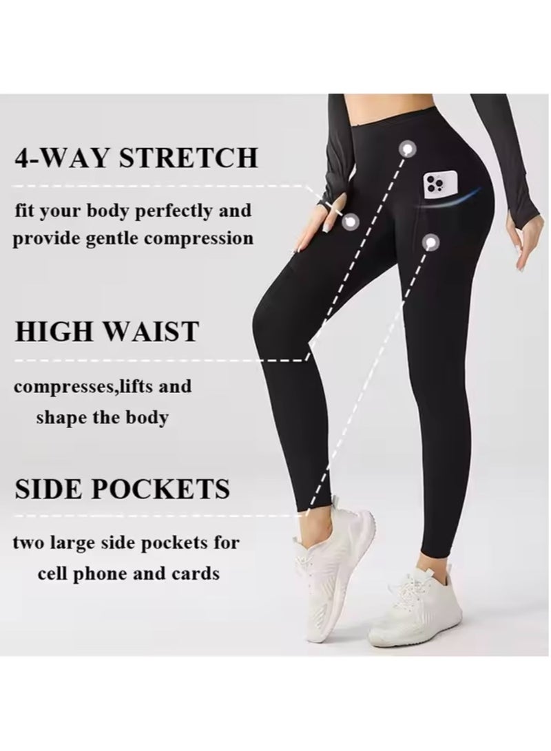 SOLOBUY Fitness Leggings High Waist Pockets Breathable 1 Piece - Image 2