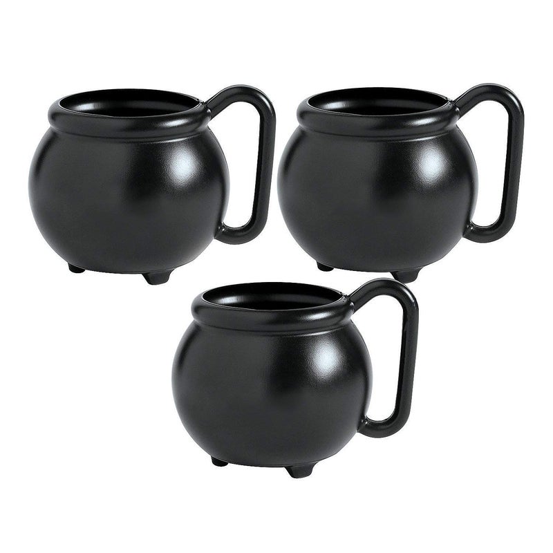 Fun Express Set of 12 Pieces Witch Cauldron Mugs, Holds 12 oz, BPA Free Plastic, Hocus Pocus and Halloween Party Supplies, Black - Image 1