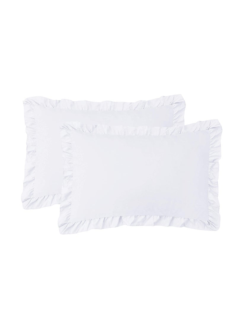 MoonxHome Ruffled Pillow Shams  Pack of 2 Edge Ruffled Pillow Cases 100% Brushed Microfiber Standard Size Bedding Pillow Covers with Envelope Closure (20x26 inches  White)