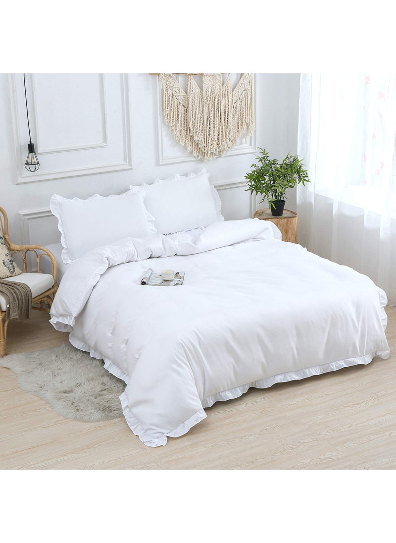 MoonxHome Ruffled Pillow Shams  Pack of 2 Edge Ruffled Pillow Cases 100% Brushed Microfiber Standard Size Bedding Pillow Covers with Envelope Closure (20x26 inches  White)