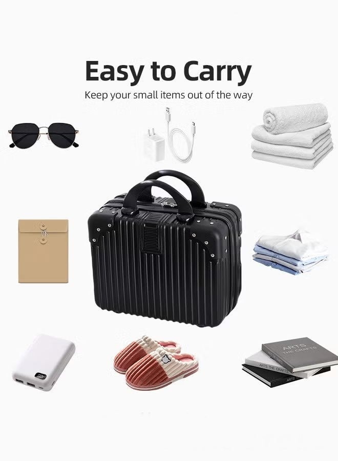 Unewshi 14 INCH Mini Suitcase Travel Portable Storage Bag Waterproof Hard Shell Carry-On Case with Elastic Strap and Zipper to Hang on Carry-On Luggage - Image 2