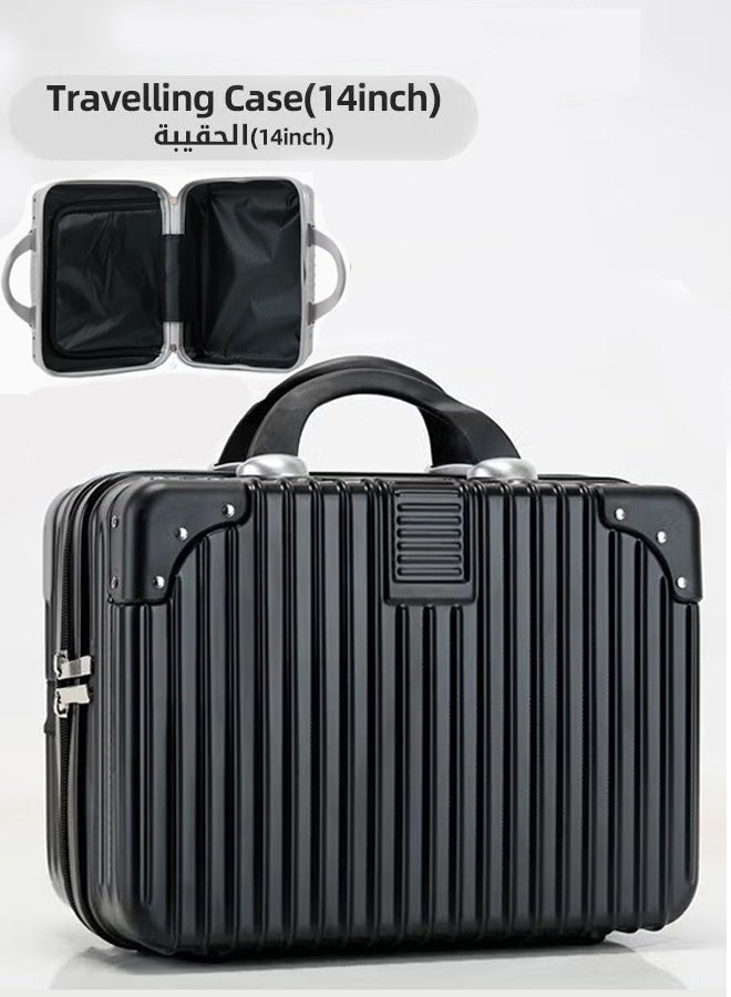 Unewshi 14 INCH Mini Suitcase Travel Portable Storage Bag Waterproof Hard Shell Carry-On Case with Elastic Strap and Zipper to Hang on Carry-On Luggage - Image 1