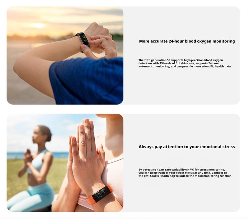 WatchPeak S5 Fitness Tracker Band Health and Fitness Wearable - 24/7 Activity Tracker Sleep Tracking, with Free Membership app Support, 15+ Days Battery Life - Image 3