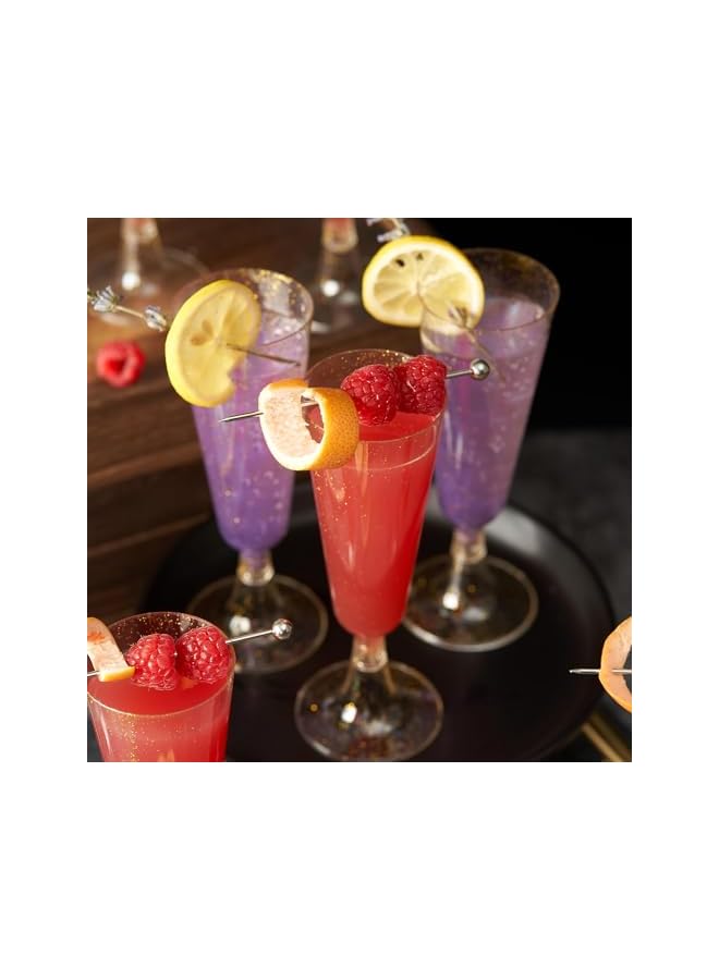 S-TOP 30 Pcs Gold Glitter Drink Flutes Bulk 5 oz Reusable Plastic Champagne glasses BPA Free Premium Crystal Cup for Wedding, Birthday Party,New Year,Romanda Party supplies(Gold Glitter) - Image 3