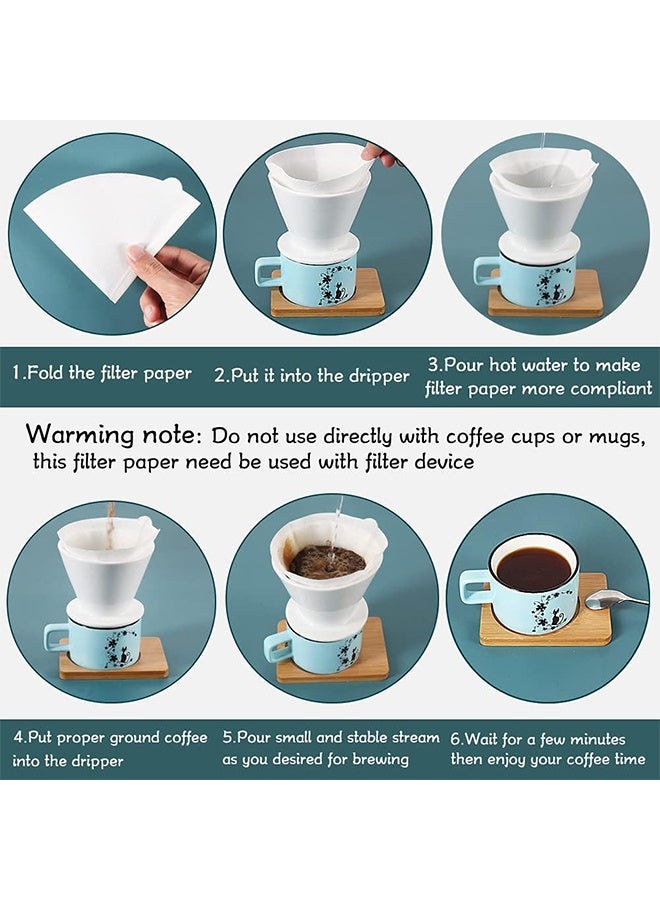 واي جيه 100 قطعة من القهوة مرشح ورق V60 الحجم 02 أبيض - Image 3