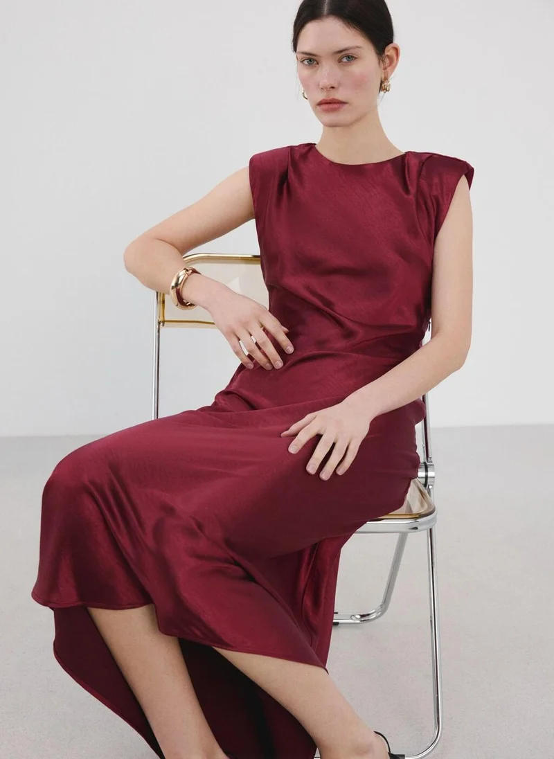 MANGO  Satin dress with shoulder pads for Women | Best Price UAE