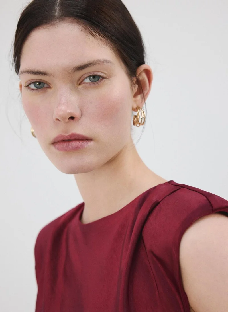 MANGO  Satin dress with shoulder pads for Women | Best Price UAE