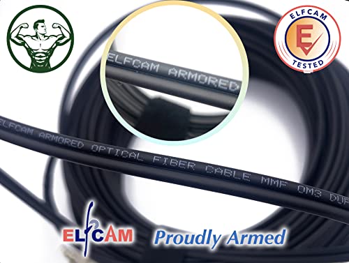 Elfcam® - 150m/492.1ft Outdoor and Indoor Shielded Armored Fiber Optic Cable LC/UPC to LC/UPC OS2 Singlemode Duplex 9/125μm LSZH, Black 150 Meters - Image 5