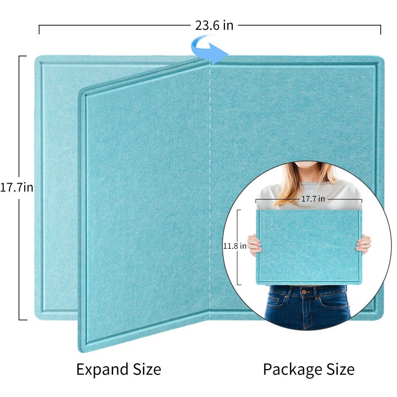 Lightomorrow Bulletin Board, 24 x 18 inches Felt Board Decorative Pin Board, Cork Board Alternative for Wall, Foldable Self-Adhesive Vision Board Mood Board with 20 Pushpins - Turquoise Blue - Image 2