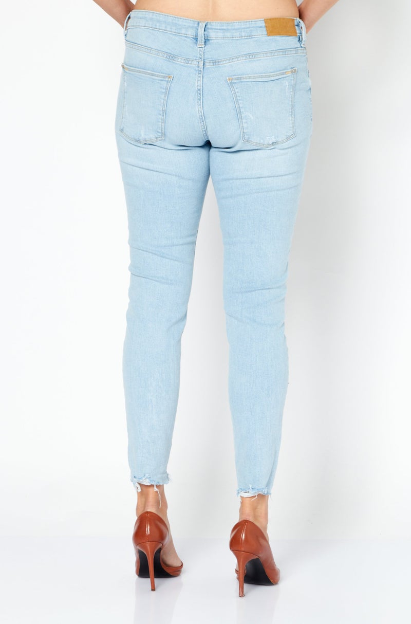 EDC Women Skinny Fit Rip Wash Stretchable Denim Jeans, Blue - Image 3