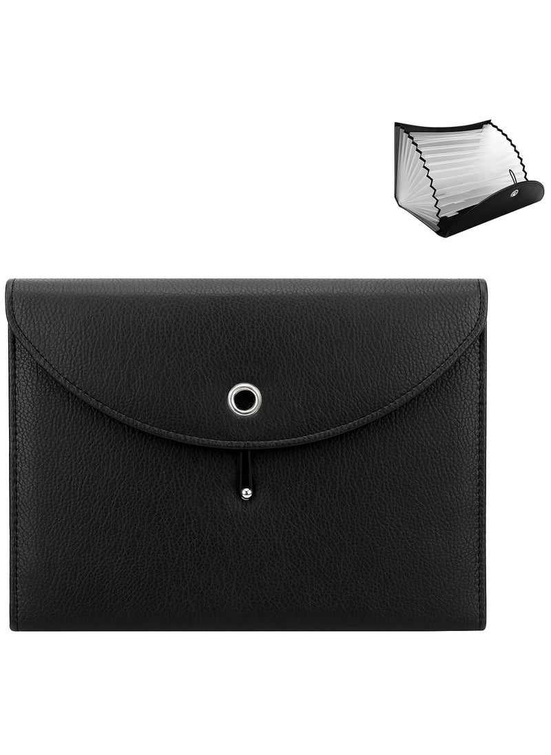 A4 Envelope File Holder, Waterproof Document Bag, Lightweight PU Leather Multifunction Portfolio, Document File Folder, File Organizer Storage Case for Paper Document Tablet Case - Image 1