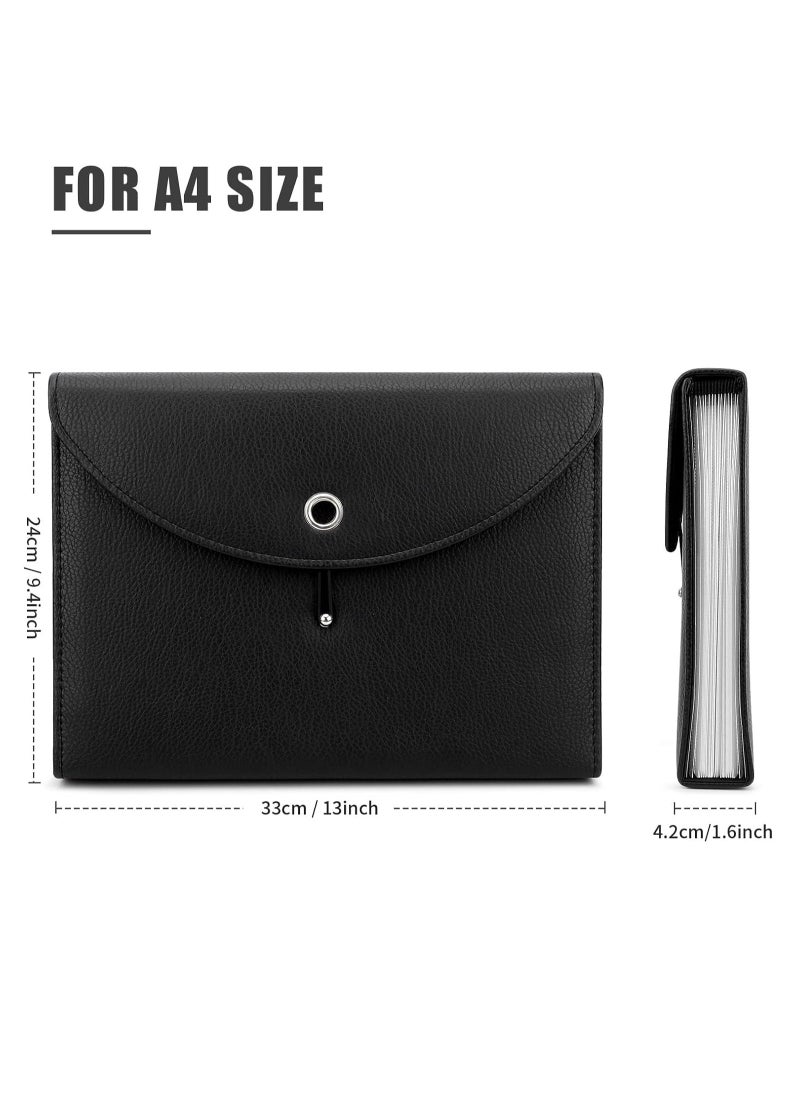 A4 Envelope File Holder, Waterproof Document Bag, Lightweight PU Leather Multifunction Portfolio, Document File Folder, File Organizer Storage Case for Paper Document Tablet Case - Image 2