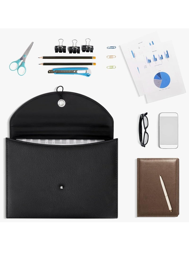 A4 Envelope File Holder, Waterproof Document Bag, Lightweight PU Leather Multifunction Portfolio, Document File Folder, File Organizer Storage Case for Paper Document Tablet Case - Image 4