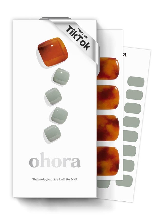 ohora Semi-Cured Gel Pedi Strips 34pcs(P Vesuvio) - Includes 16 Solid Color, 14 Accent Wraps, 2 Prep Pads, Nail File & Wooden Stick - Image 1