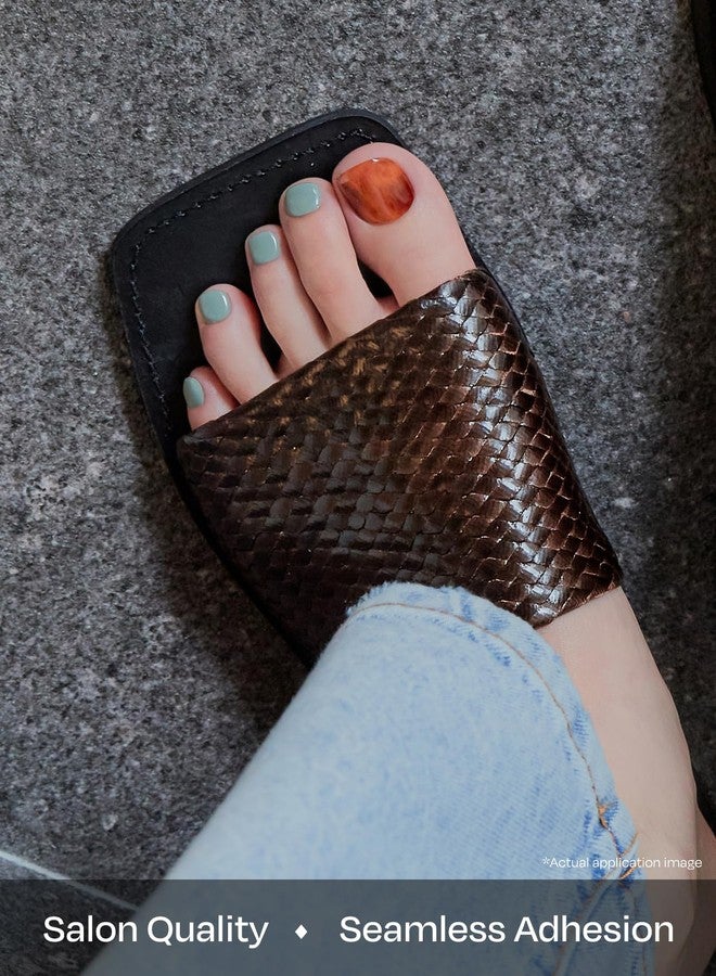 ohora Semi-Cured Gel Pedi Strips 34pcs(P Vesuvio) - Includes 16 Solid Color, 14 Accent Wraps, 2 Prep Pads, Nail File & Wooden Stick - Image 4