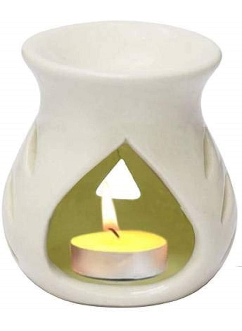 RTWARE RTWARE Ceramic Clay Candle Operated Aroma Burner Oil Diffuser for Home Fragrance WhiteSet of 4  - Image 5