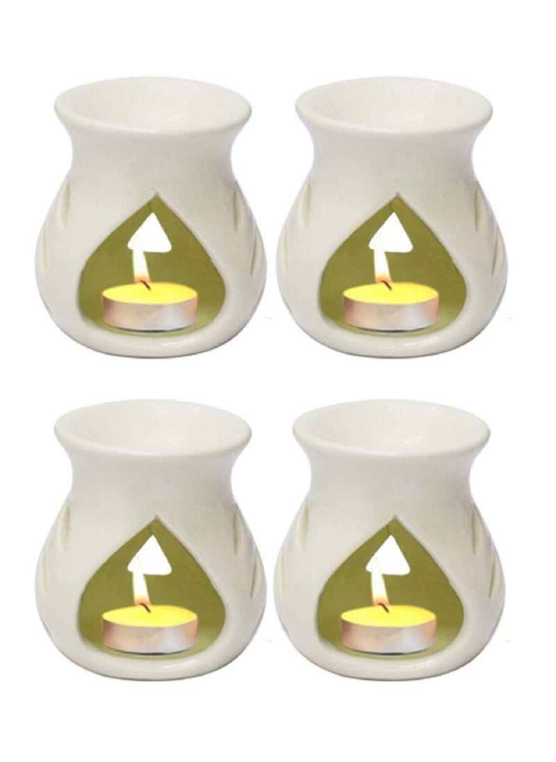 RTWARE RTWARE Ceramic Clay Candle Operated Aroma Burner Oil Diffuser for Home Fragrance WhiteSet of 4  - Image 1