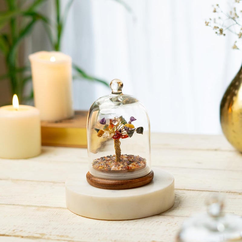 RITUALISTIC Dome Crystal Wish Tree Multi Gemstone Tree with Protective Glass Dome Wish Tree Home Decor Items Wealth Luck Crystal Bonsai Tree Showpiece Decorative Gifts for Vastu - Image 4