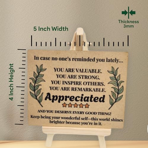 tinydabba Wooden Inspirational Desk Plaque with Easel – Appreciation Gift YOU ARE VALUABLE (4×5 Inches) – Motivational Tabletop Decor for Anyone Feeling Loved and Encouraged | Appreciated - Image 3