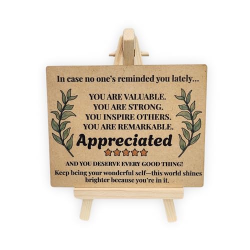 tinydabba Wooden Inspirational Desk Plaque with Easel – Appreciation Gift YOU ARE VALUABLE (4×5 Inches) – Motivational Tabletop Decor for Anyone Feeling Loved and Encouraged | Appreciated - Image 1