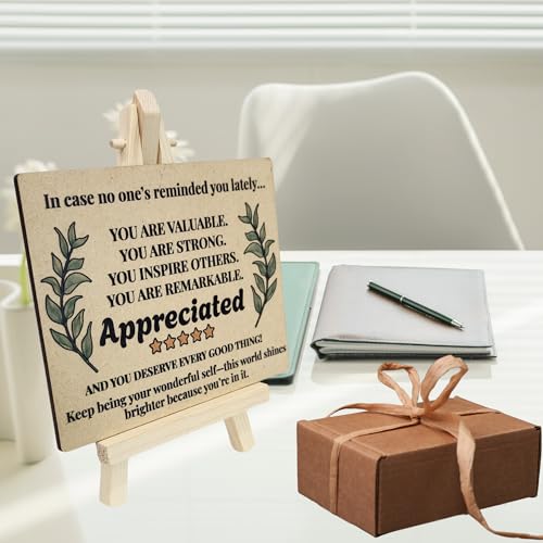 tinydabba Wooden Inspirational Desk Plaque with Easel – Appreciation Gift YOU ARE VALUABLE (4×5 Inches) – Motivational Tabletop Decor for Anyone Feeling Loved and Encouraged | Appreciated - Image 4