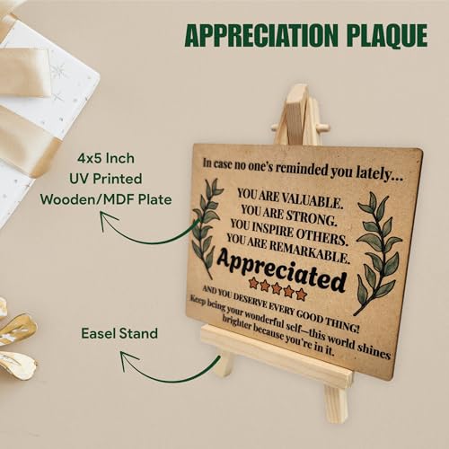 tinydabba Wooden Inspirational Desk Plaque with Easel – Appreciation Gift YOU ARE VALUABLE (4×5 Inches) – Motivational Tabletop Decor for Anyone Feeling Loved and Encouraged | Appreciated - Image 5