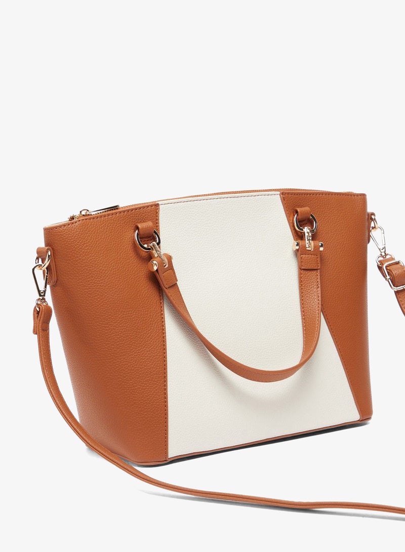 Flora Bella Colourblock Tote Bag with Double Handle and Zip Closure - Image 3