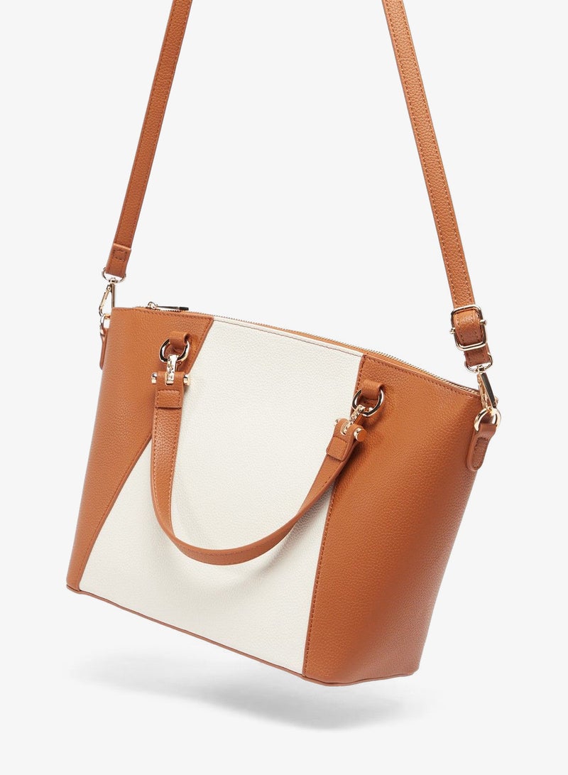 Flora Bella Colourblock Tote Bag with Double Handle and Zip Closure - Image 2