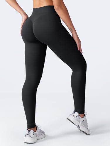 VOYJOY Women Seamless Impact Leggings Scrunch Workout Leggings Medium Waist Tummy Control Butt Lifting Gym Yoga Pants Black M - Image 5