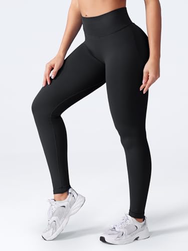 VOYJOY Women Seamless Impact Leggings Scrunch Workout Leggings Medium Waist Tummy Control Butt Lifting Gym Yoga Pants Black M - Image 4