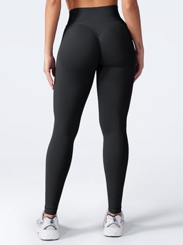 VOYJOY Women Seamless Impact Leggings Scrunch Workout Leggings Medium Waist Tummy Control Butt Lifting Gym Yoga Pants Black M - Image 2