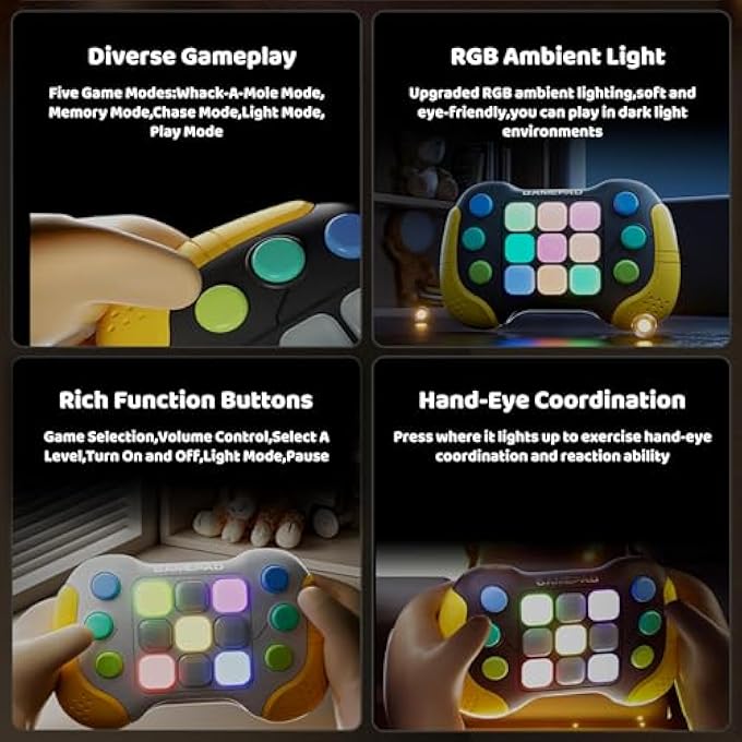 5 MODES HANDHELD GAME FOR KIDS ALDULT, POP IT FAST QUICK PUSH BUTTON POPPER POPPET GAME, PUSH POP GAME IT FIDGET TOYS, ELECTRIC MUSIC TOYS, WHACK A MOLE PUZZLE GAME MACHINE FOR BIRTHDAY GIFTS - Image 3