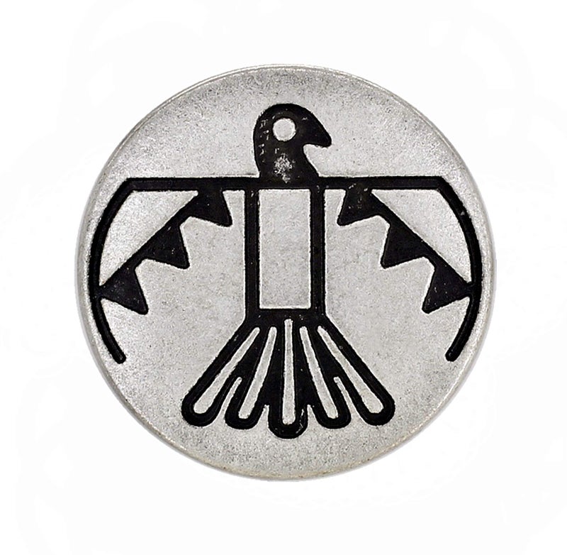 Bezelry 12 Pieces Aztec Thunderbird Metal Shank Buttons 20mm 34 inch Antique Silver