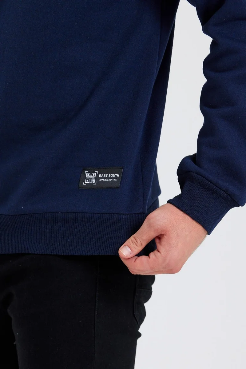 mmetalic Crew Neck Label Detail Cotton Inside Men's Sweatshirt